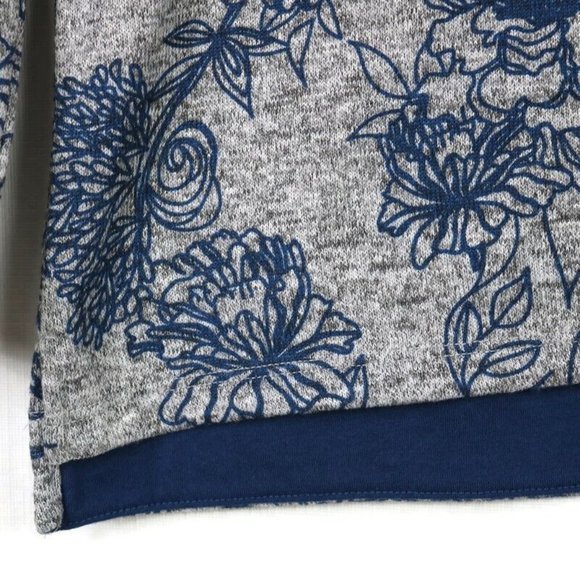 St John's Bay Shirt Top Tunic Grey Blue Floral Knit Long Sleeve XL - Picture 9 of 11